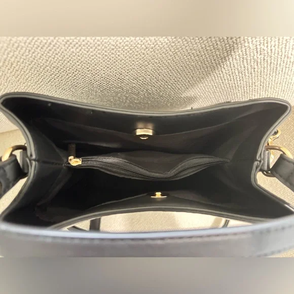 AOTA ELENA Black Croc-Embossed Vegan Bucket Bag - Picture 4 of 5